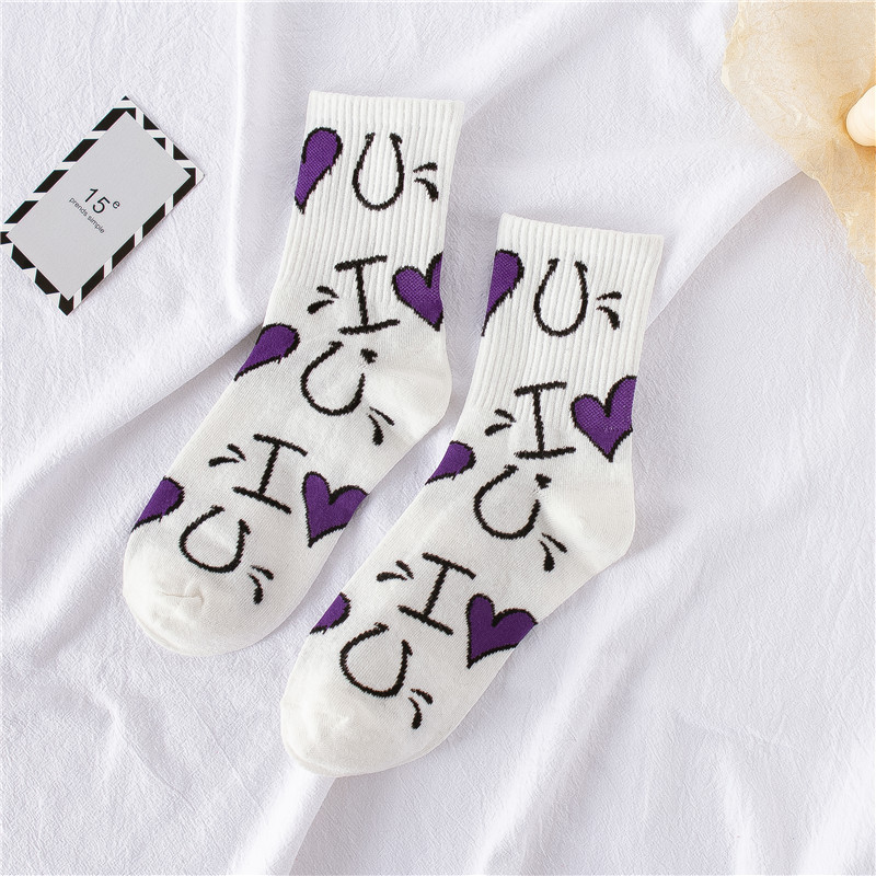 Love Pattern Socks Female Cotton Comfortable Socks